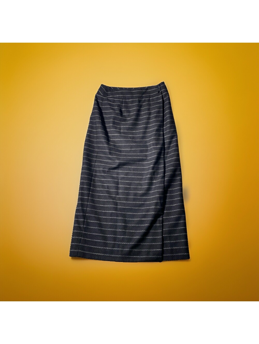 Liz Claiborne Women's Wool Skirt Size 6  Black White Striped Wrap Maxi 91% Wool